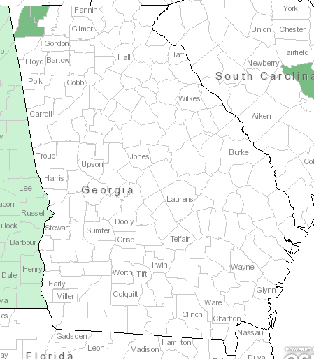 The Georgia range of Ambrosia bidentata